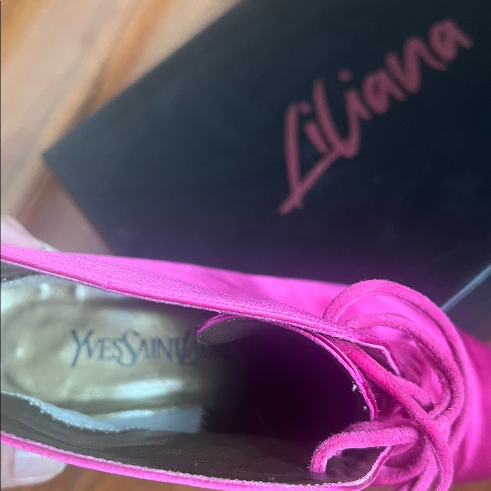 YVES SAINT LAURENT Pink Satin Boots Size 6 - Picture 16 of 17